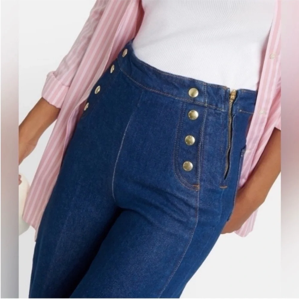 Frame Sailor Snap High Rise Wide Leg Jeans in Adele - Picture 12 of 16